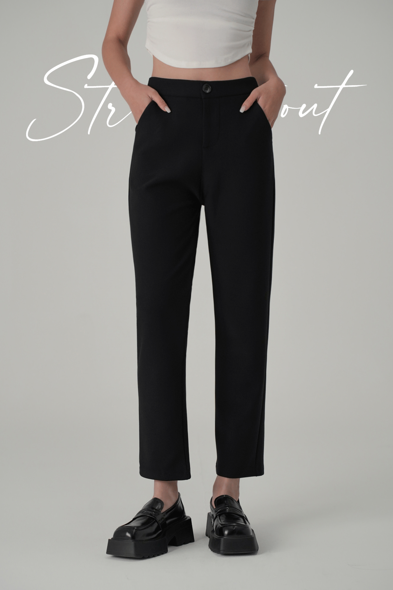 零修圖彈性九分西裝褲