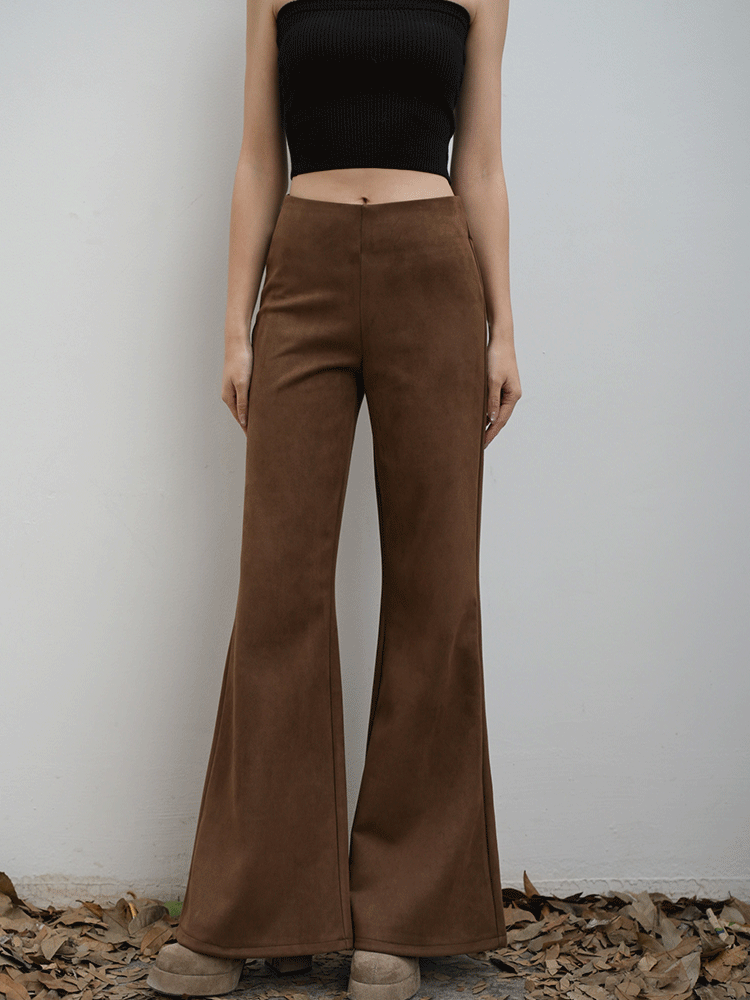 質感麂皮顯瘦喇叭褲