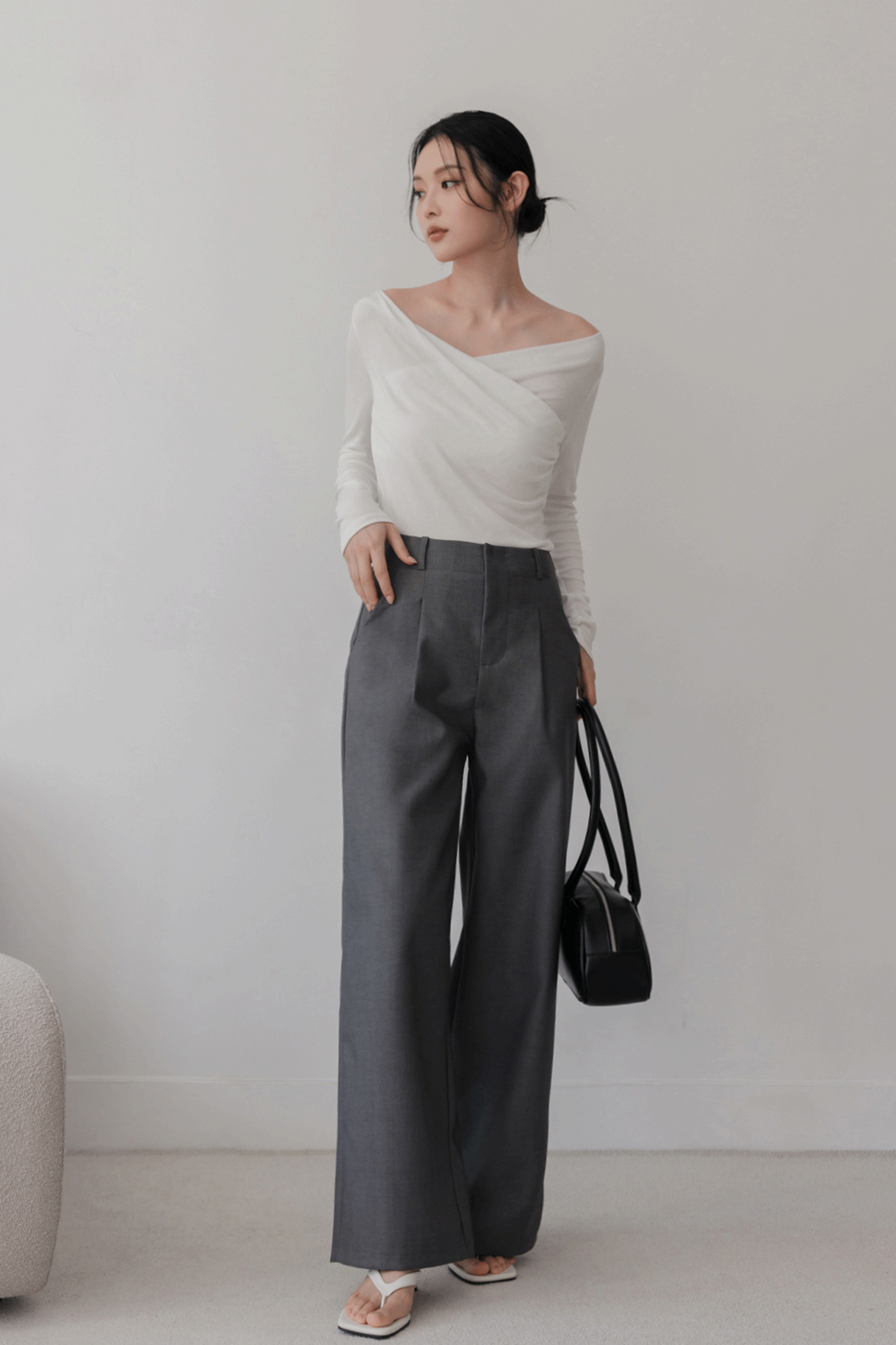 時髦顯瘦西裝寬褲