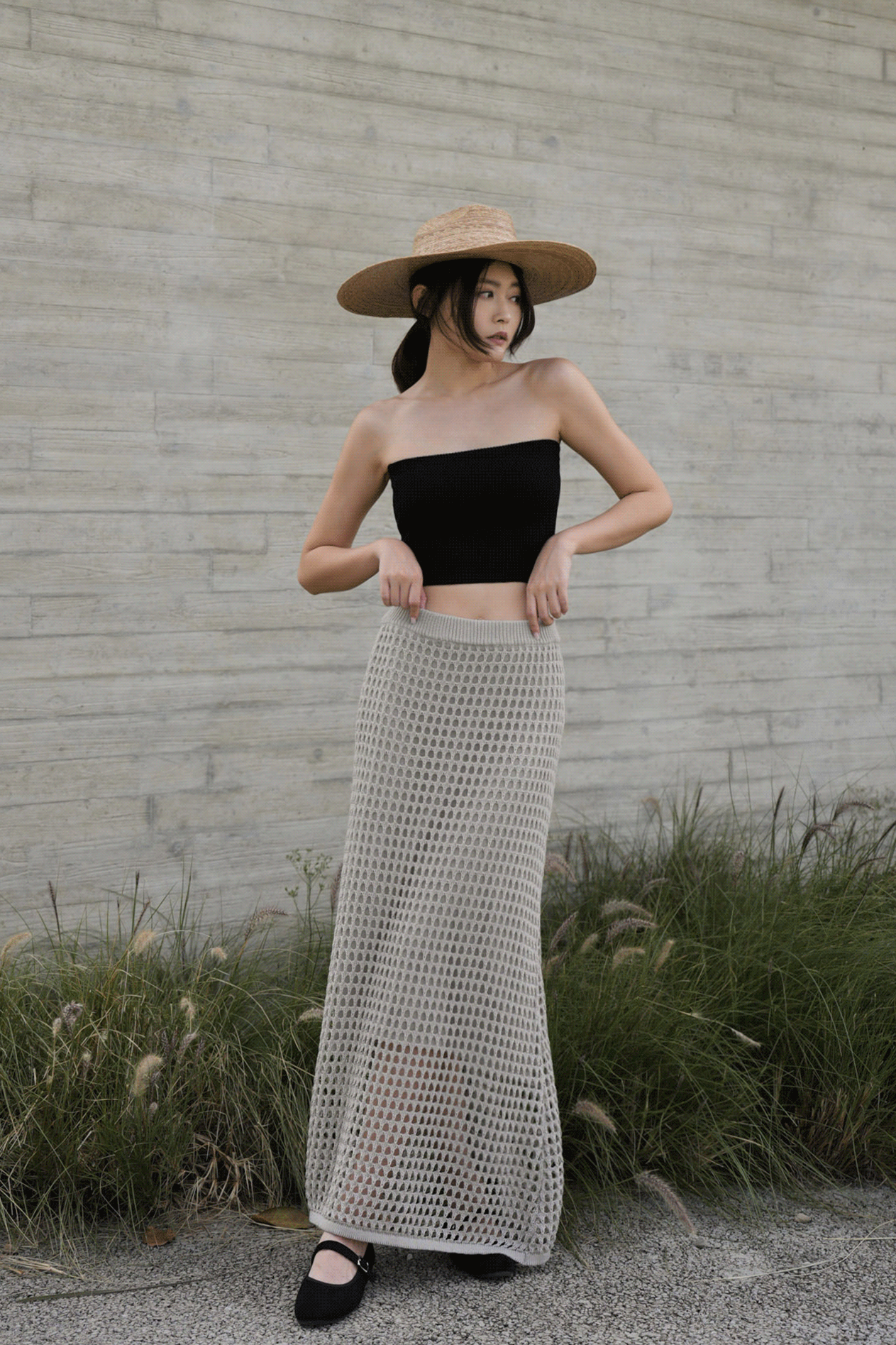 簍空洞洞針織長裙