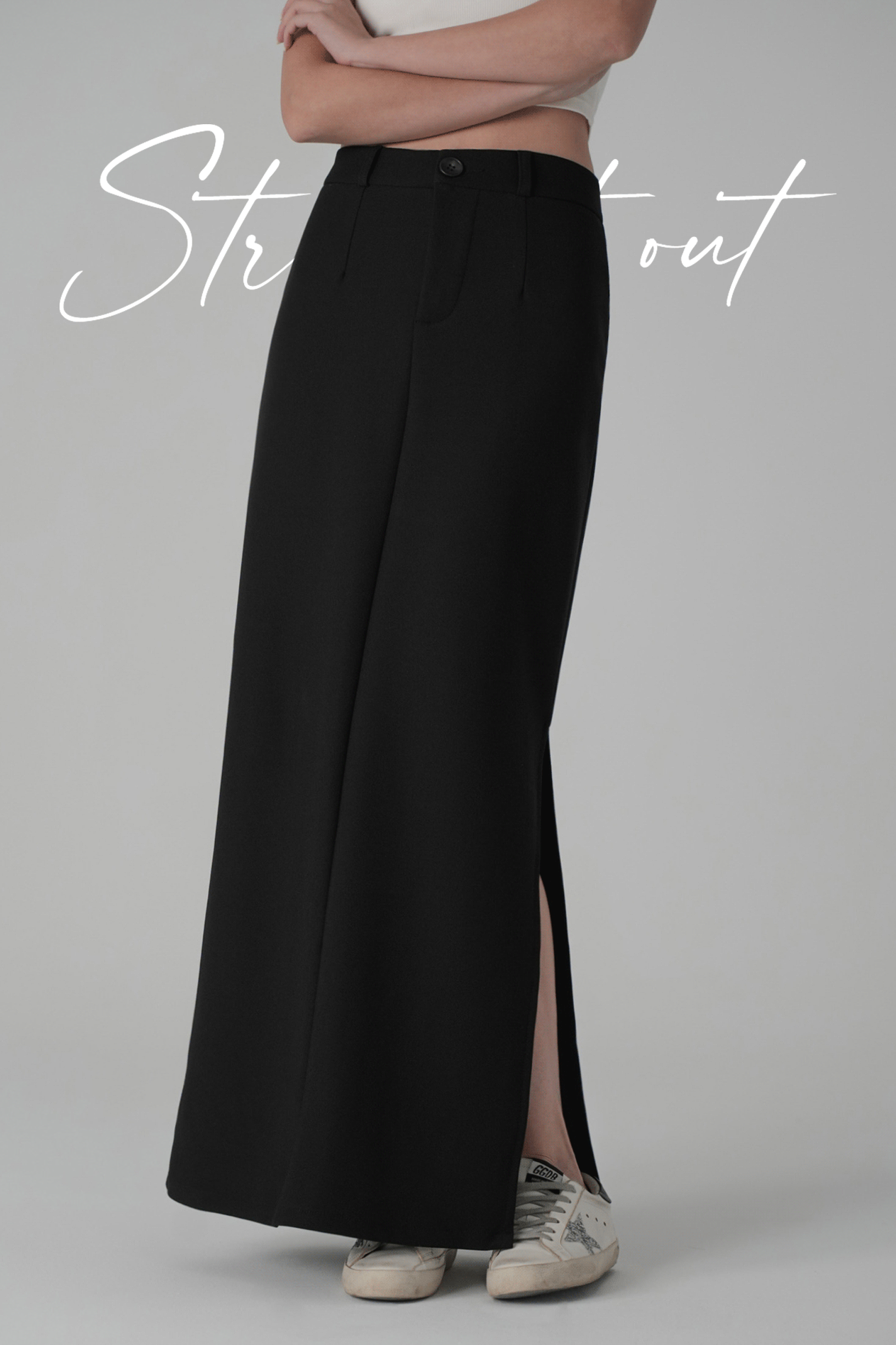 零修圖側開岔落地長裙