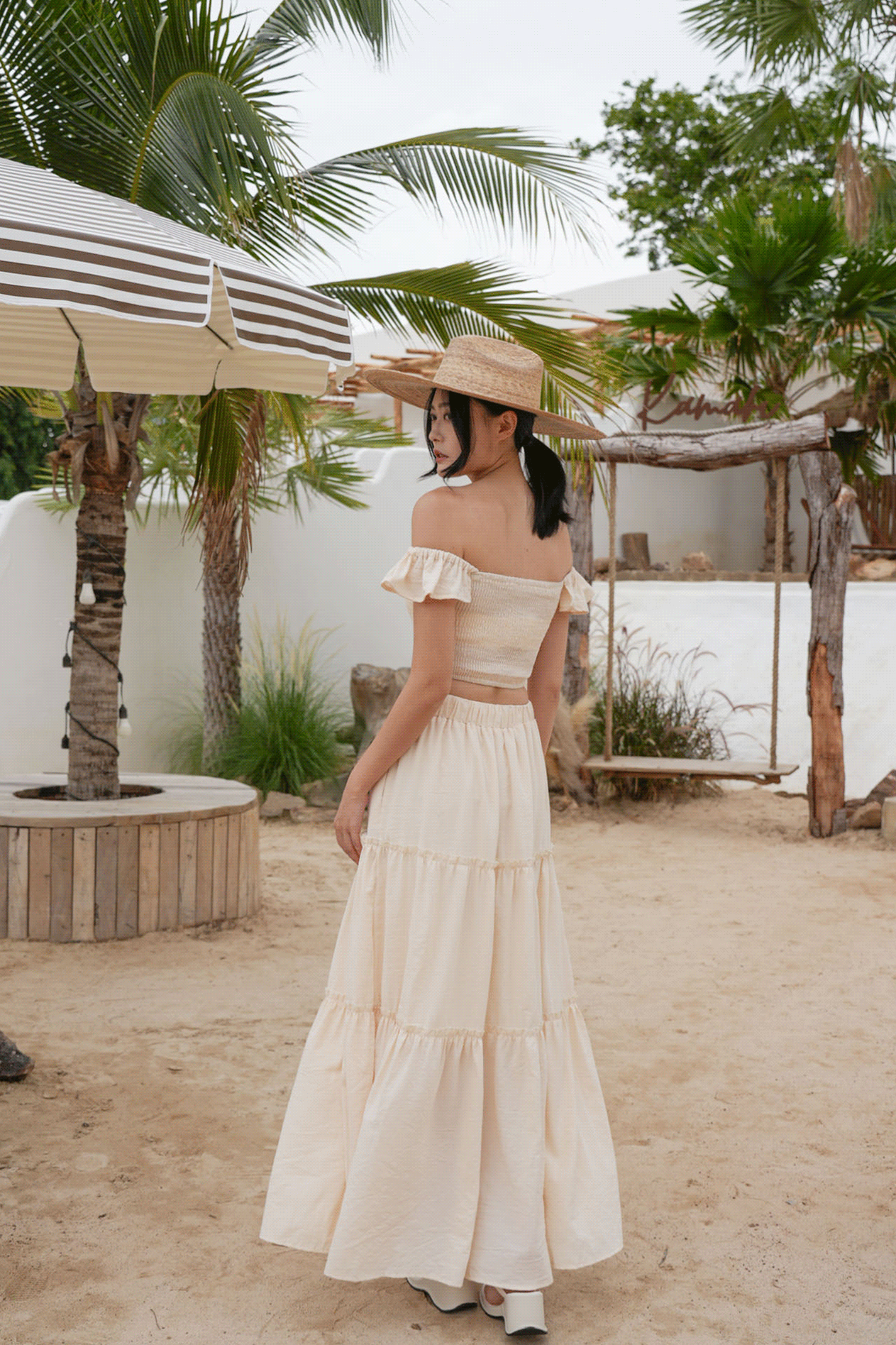 抽繩份量感層次長裙