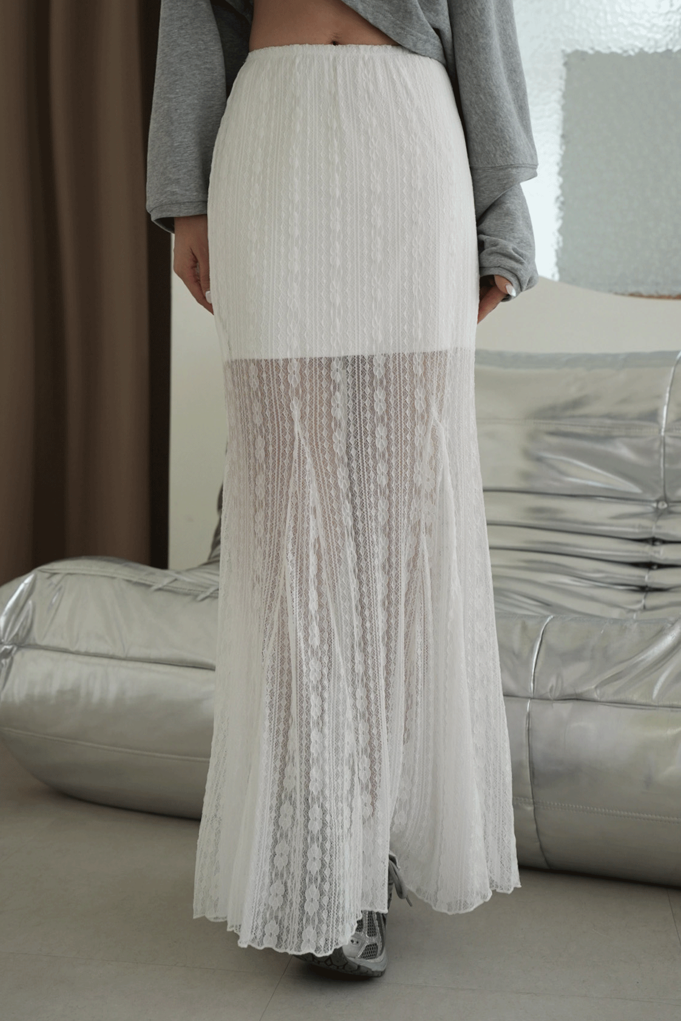 緹花蕾絲魚尾長裙