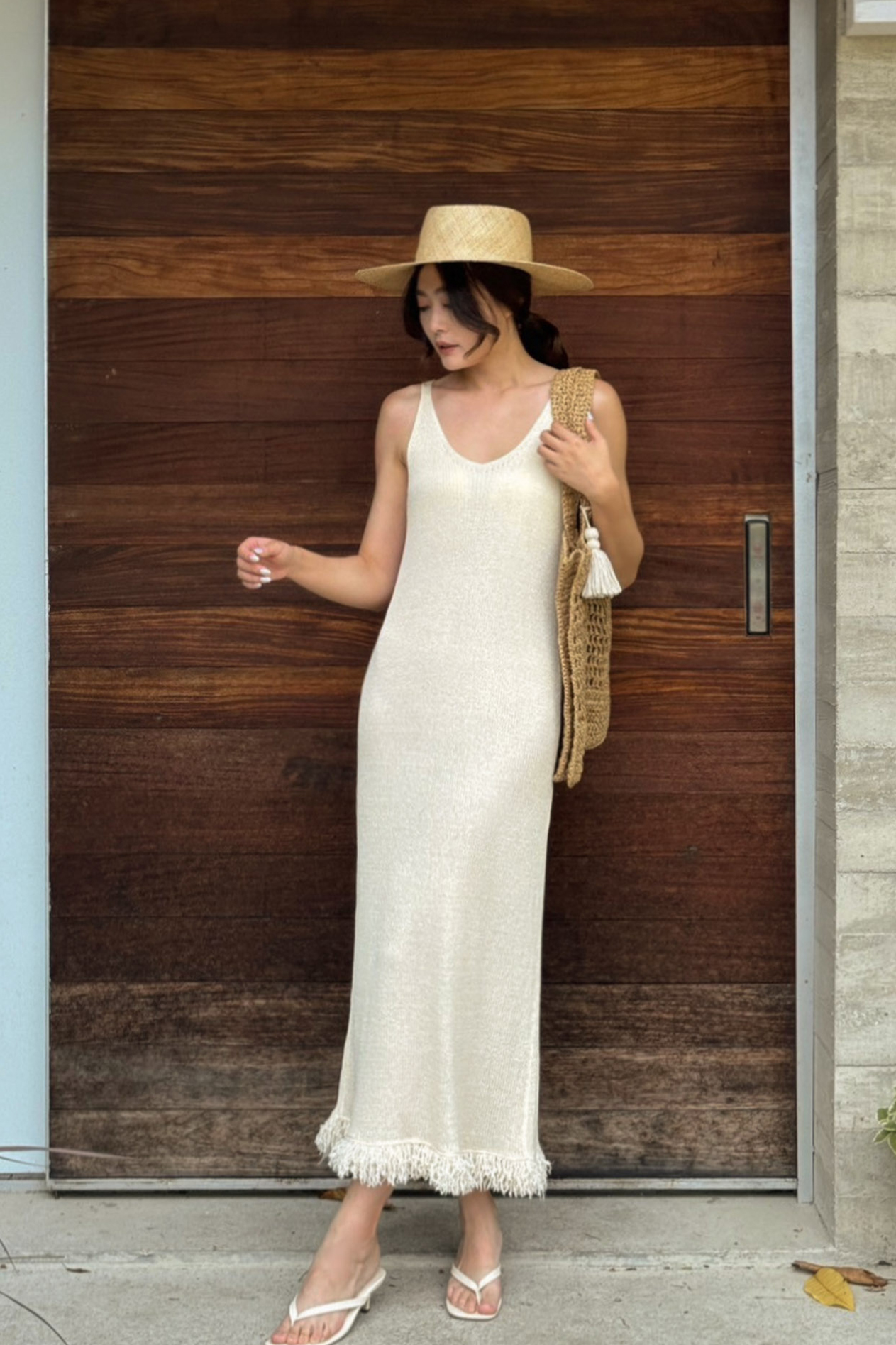 流蘇涼感針織長洋裝