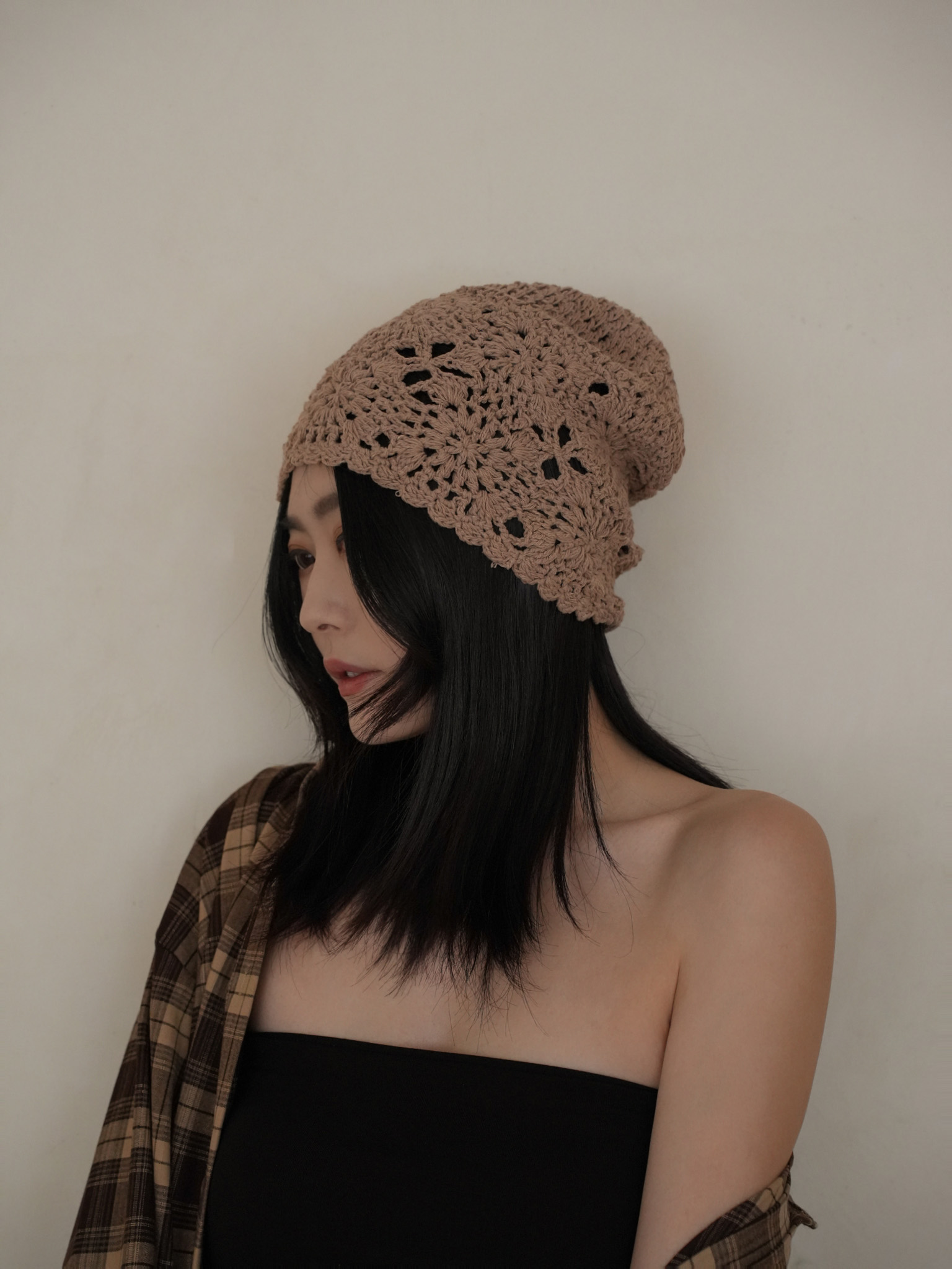 鉤花造型針織帽