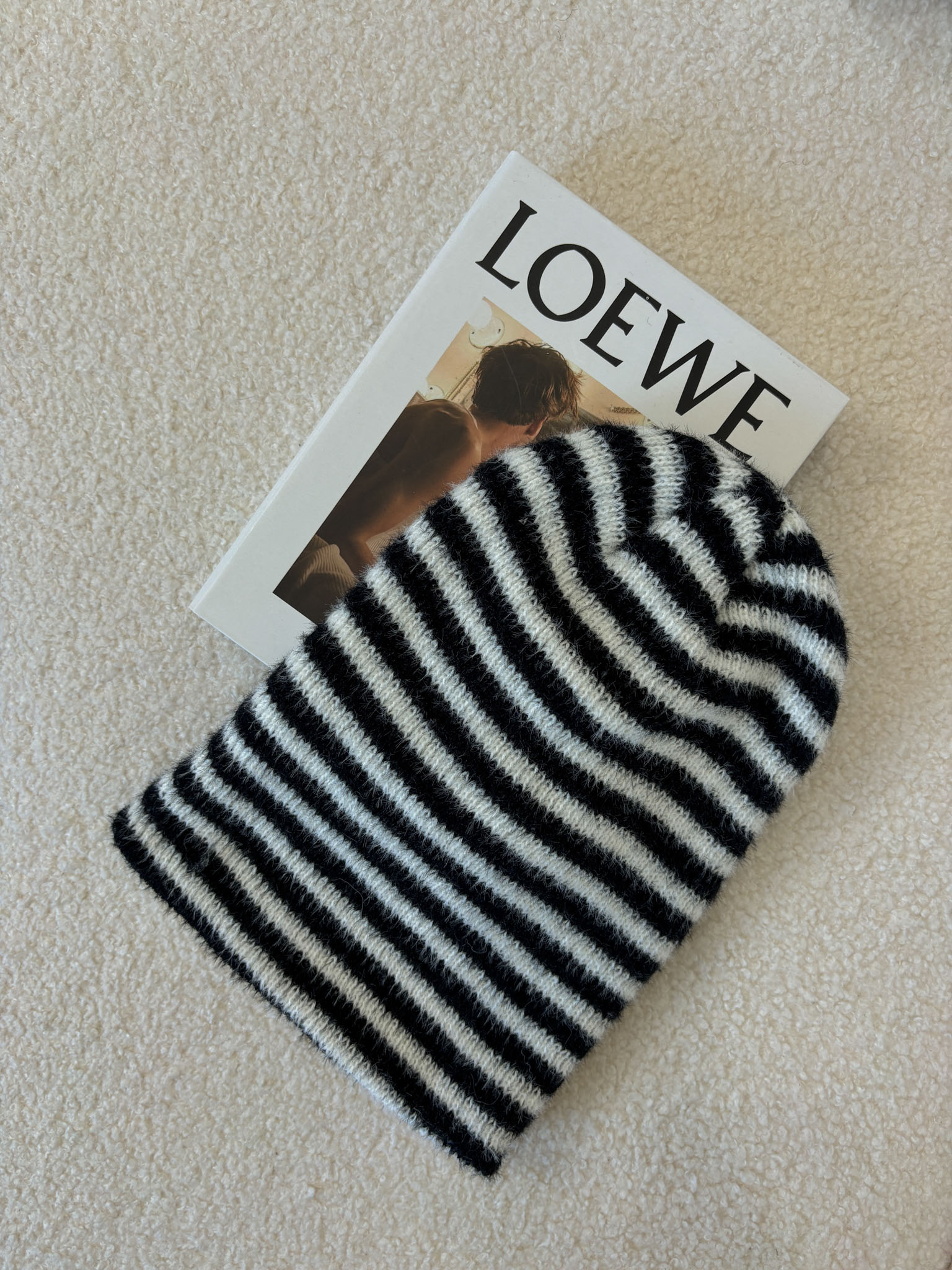 韓國條紋針織毛帽