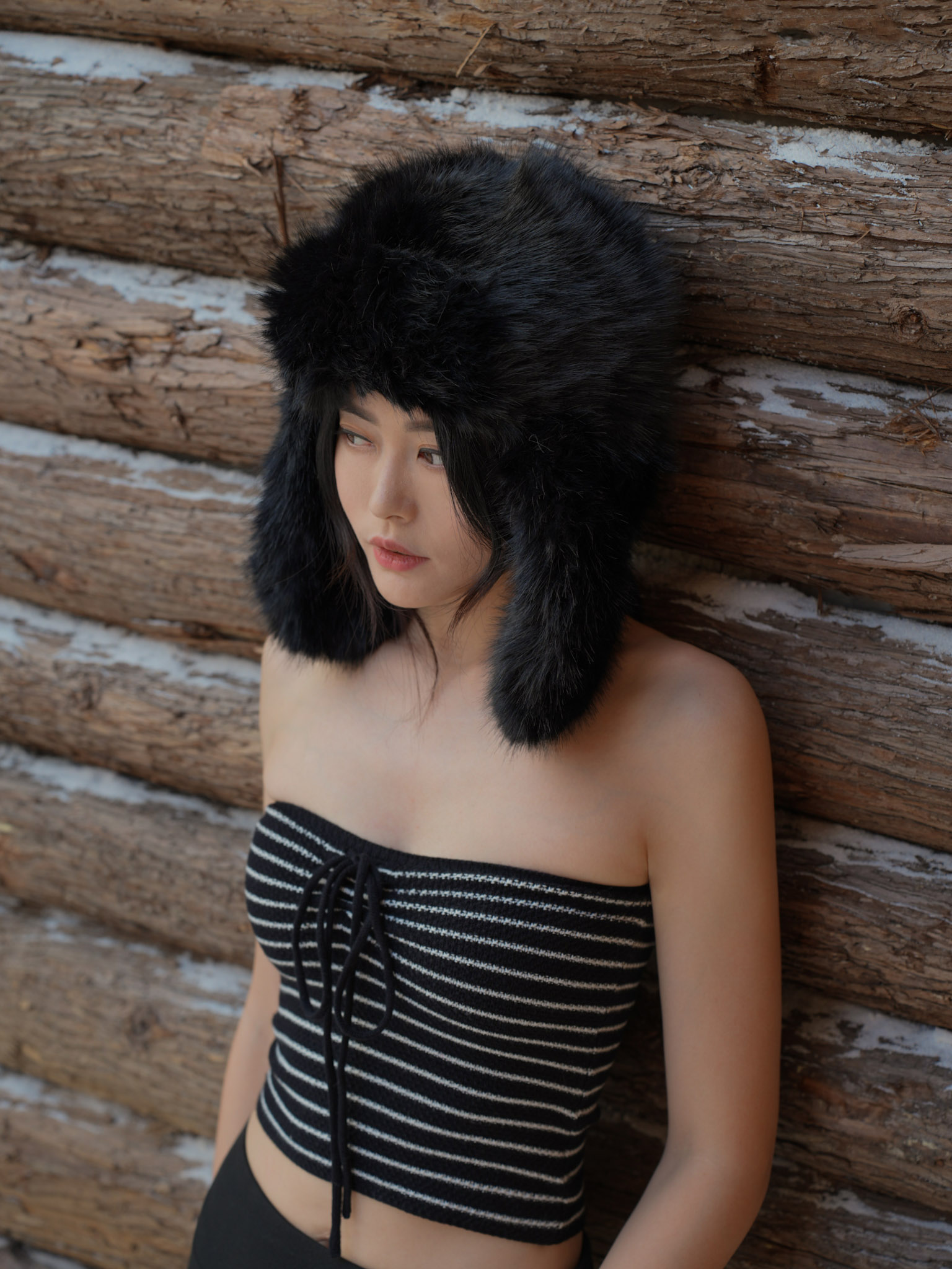 仿貂毛毛保暖飛行帽