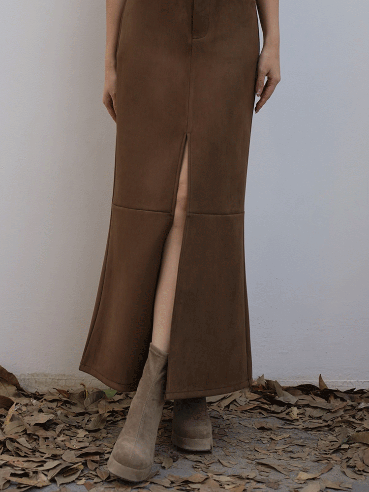 質感麂皮粗跟短靴