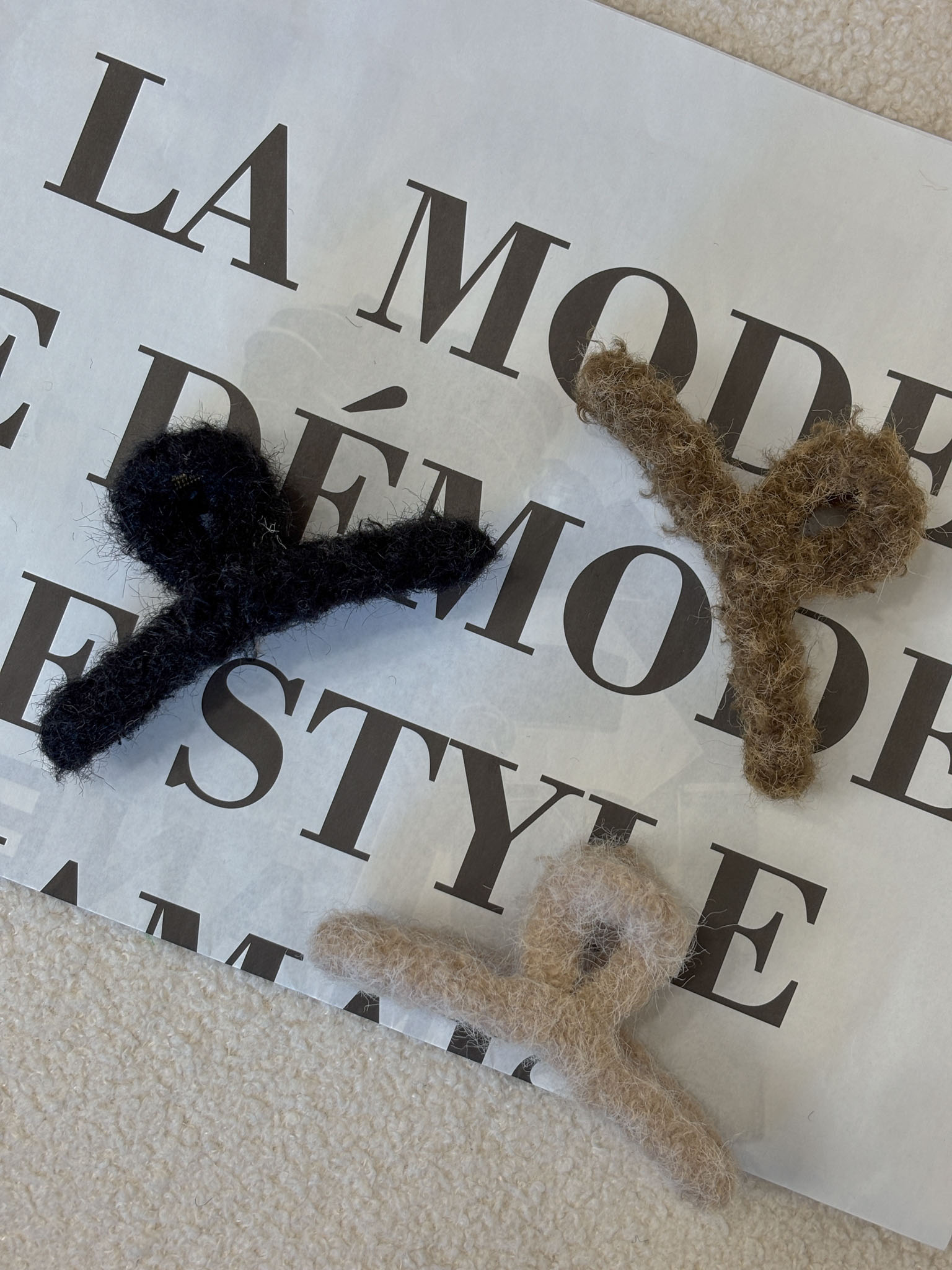 韓國質感毛毛鯊魚夾