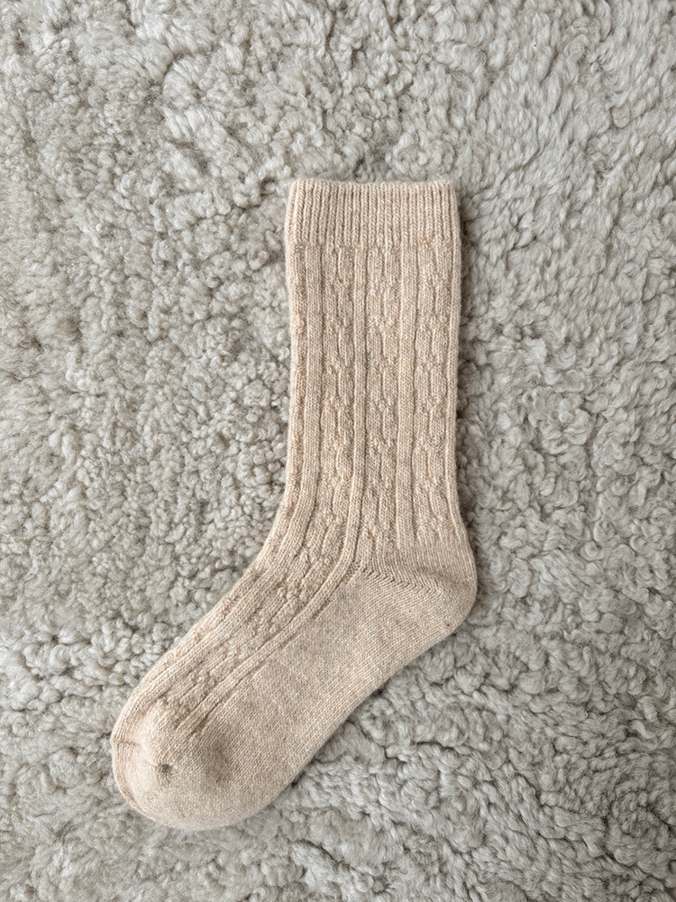 韓國麻花羊毛中筒襪